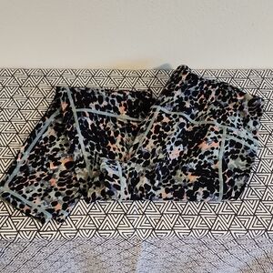 Sweaty Betty Patterned Leggings with Blue and Pink Accents